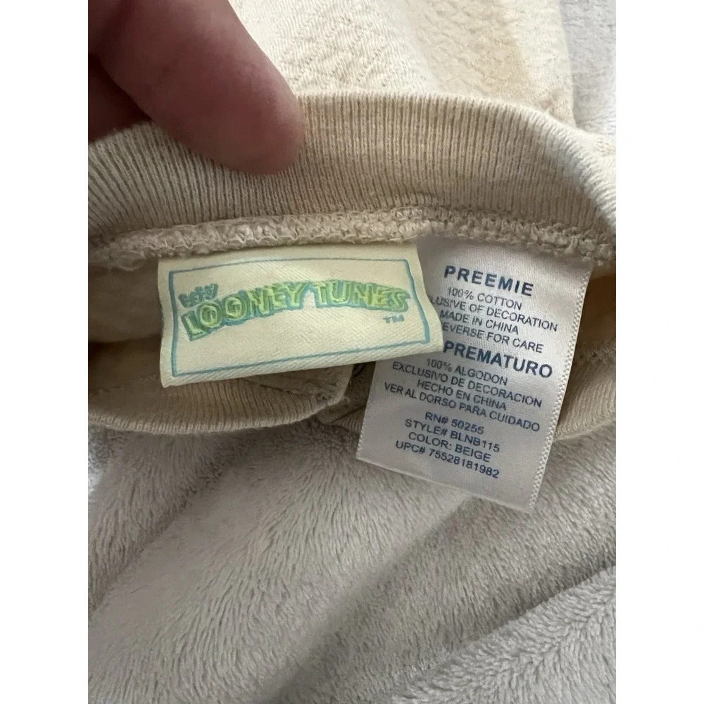 Vintage Y2K Looney Tunes Bugs Bunny Preemie Sleeper Bodysuit‎ FLAW
